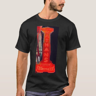 Original Nathans Famous Hot Dogs Neon Sign. Coney  T-Shirt