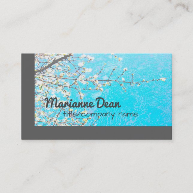 original nature art business blue and grey business card (Front)