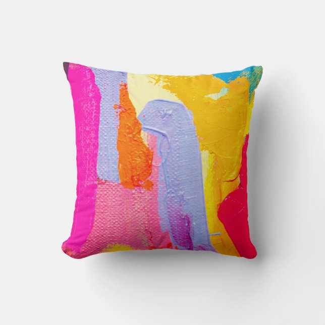 Original Oil Painting: Colourful Abstract Cushion (Front)