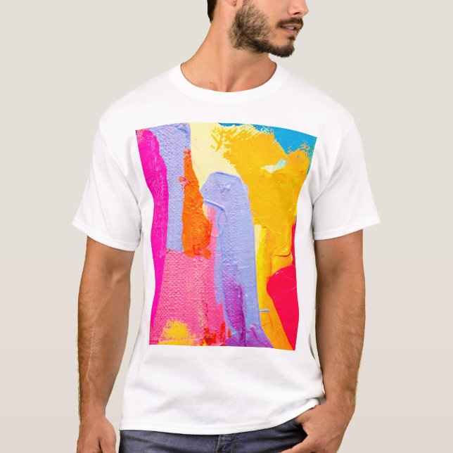 Original Oil Painting: Colourful Abstract T-Shirt (Front)