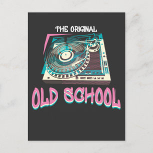 Original Old School Turntable Vinyl DJ Music Postcard