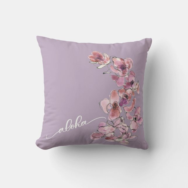 Original Orchid Lt Aloha Throw Pillow 16" x 16" (Front)
