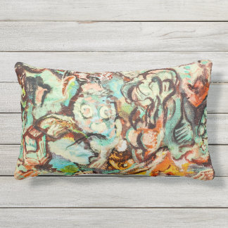 Original Painting Abstract Outdoor Lumbar Pillow