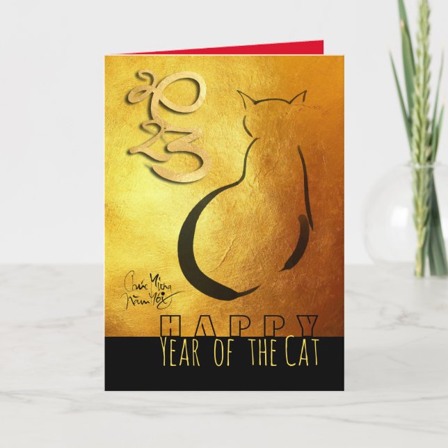 Original painting Cat Vietnamese New Year 2023 VGC Holiday Card (Front)
