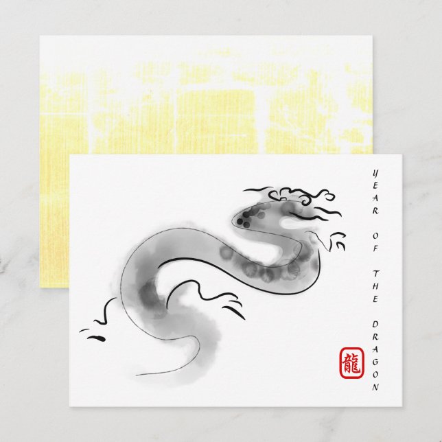 Original Painting Chinese Dragon Year Birthday HPC Holiday Postcard (Front/Back)