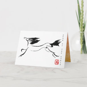 Original Painting Chinese Horse Year Birthday HGC3 Holiday Card