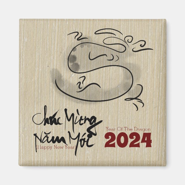 Original Painting Dragon Vietnamese New Year 2024 Magnet (Front)