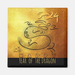 Original painting Dragon Vietnamese New Year 2024 Magnet