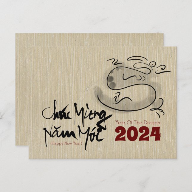 Original Painting Dragon Vietnamese New Year 2024 Postcard (Front/Back)