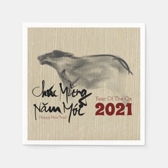 Original Painting OX Vietnamese New Year 2021 PN Napkin (Front)