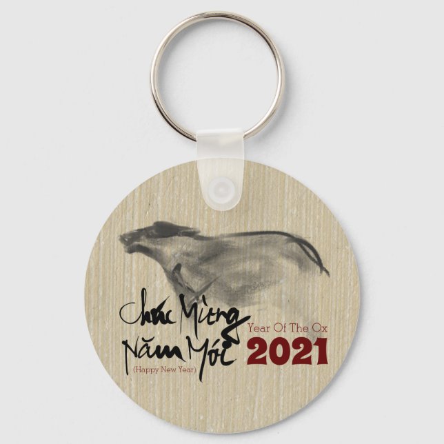 Original Painting OX Vietnamese New Year 2021 RK Key Ring (Front)