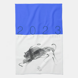 Original Painting Rabbit Chinese Year Zodiac KT Tea Towel