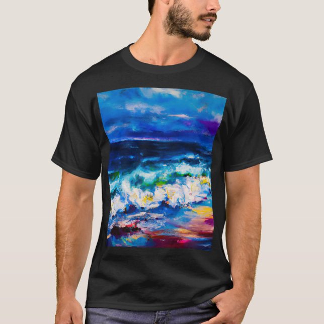 Original painting Seascape painting Modern art T-Shirt (Front)