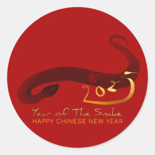Original Painting Snake Chinese Lunar New Year RS2 Classic Round Sticker