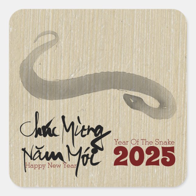 Original Painting Snake Vietnamese New Year 2025 Square Sticker (Front)