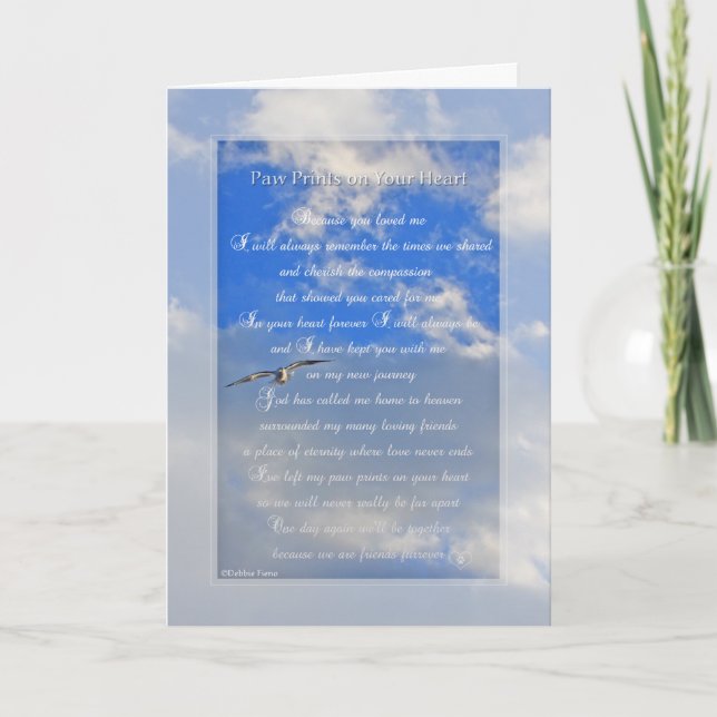 Original "Paw Prints On Your Heart" pet sympathy Card (Front)