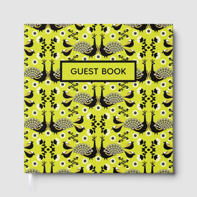 Original Peacock Art Home Decor Guest Book (Front)