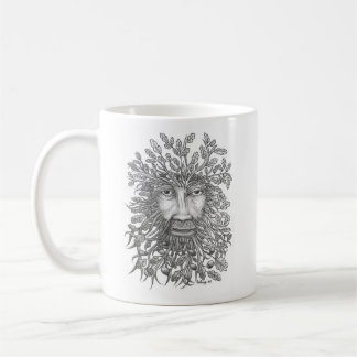 Original pen and ink drawing of a Green Man Coffee Mug