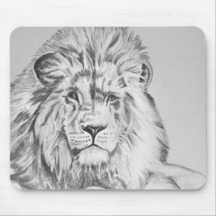 Original Pencil sketch Drawing of a Lion Mouse Mat