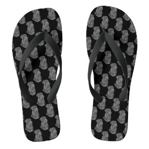 original pet portrait of black labrador dog flip flops