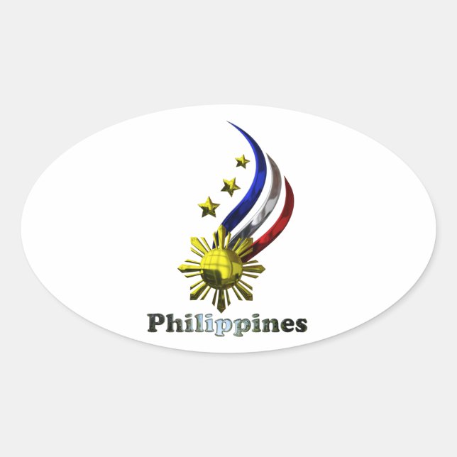 Original Philippine Logo. Mabuhay Pilipinas ! Oval Sticker (Front)