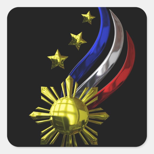 Original Philippine Logo. Mabuhay Pilipinas ! Square Sticker (Front)