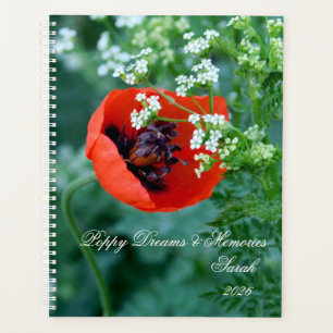 Original Photography Red Poppy Floral Personalized Planner