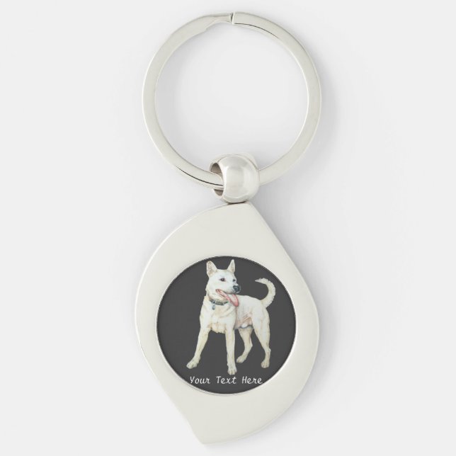original picture of a white American bulldog Key Ring (Front)