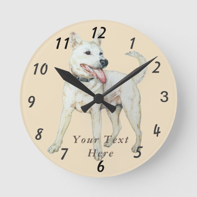 original picture of a white American bulldog Round Clock (Front)