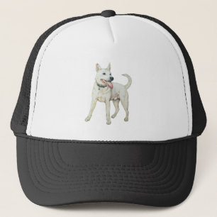 original picture of panting white American bulldog Trucker Hat