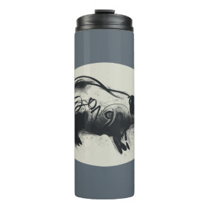 Original Pig Drawing with 2019 Thermal Tumbler