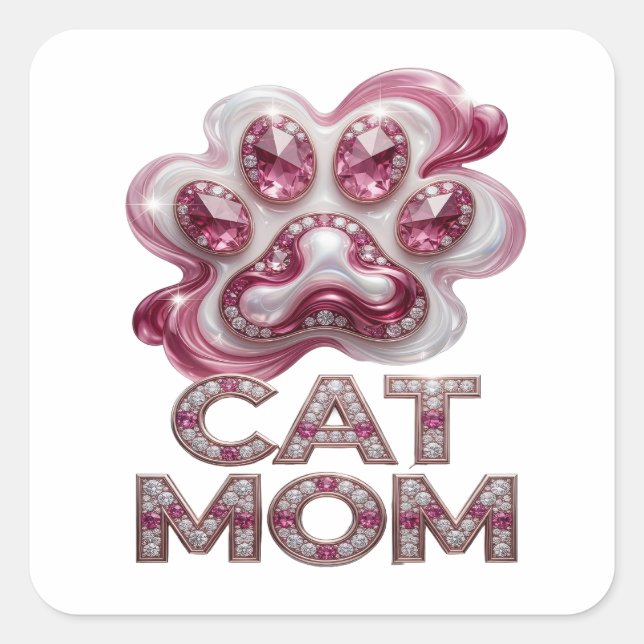 Original Pink CAT MOM Gift Sticker (Front)