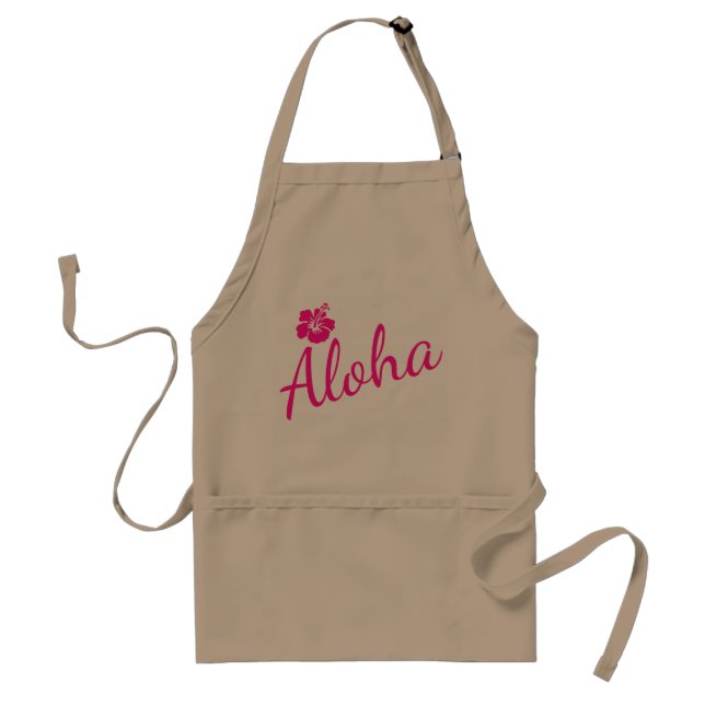 Original pink text design ALOHA and flower Standard Apron (Front)