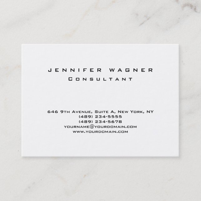 Original Plain Simple Black White Trendy Clean Business Card (Front)