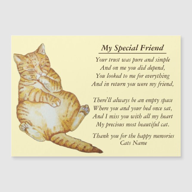 original poem for cat and pet sympathy (Front)