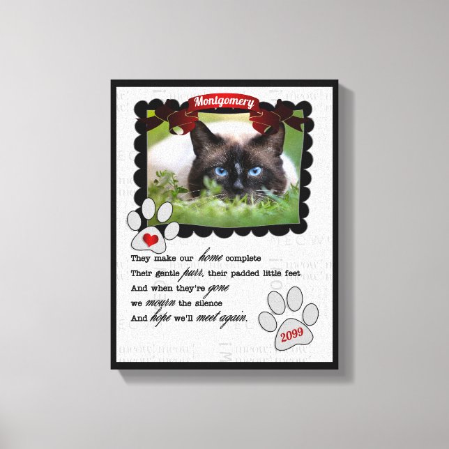Original Poem Pet Memorial with Cat's Photo Canvas Print (Front)