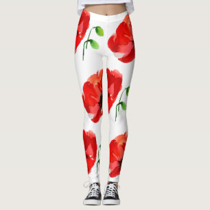 Original Poppy watercolors Spring Leggings