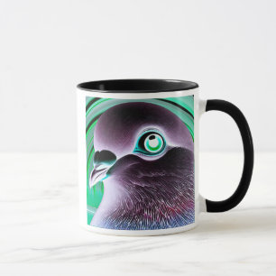 Original portrait of a stylized pigeon. mug