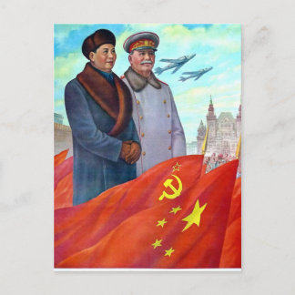 Original propaganda Mao tse tung and Joseph Stalin Postcard