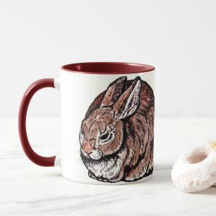 Original Rabbit Mug, Pen & Ink, Watercolor Drawing Mug