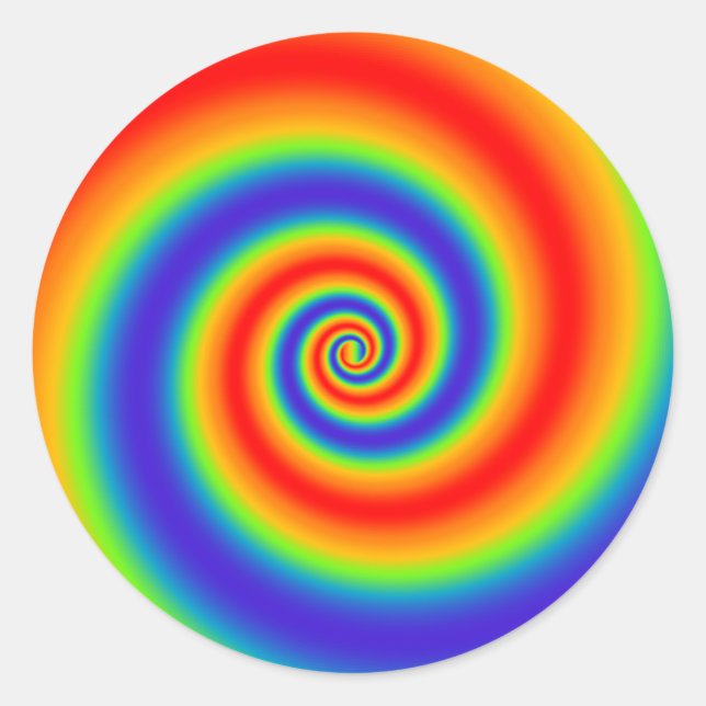Original Rainbow Gradient Colourful Spiral Effect Classic Round Sticker (Front)