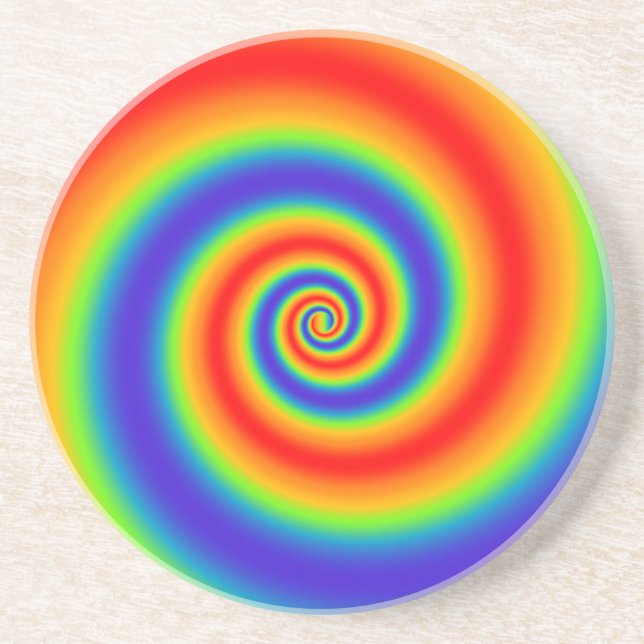Original Rainbow Gradient Colourful Spiral Effect Coaster (Front)