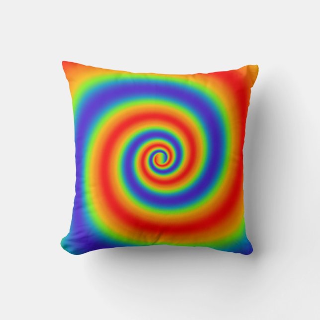 Original Rainbow Gradient Colourful Spiral Effect Cushion (Front)