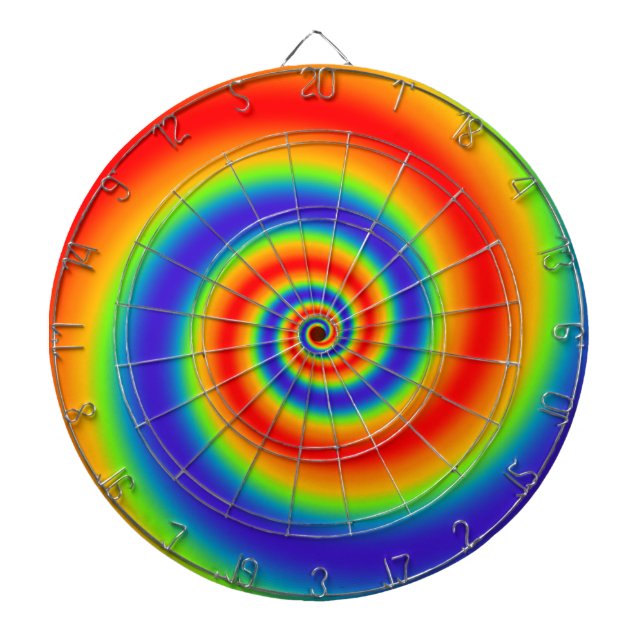 Original Rainbow Gradient Colourful Spiral Effect Dartboard (Front)
