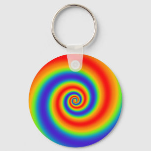 Original Rainbow Gradient Colourful Spiral Effect Key Ring