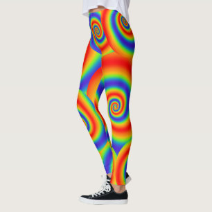 Original Rainbow Gradient Colourful Spiral Effect Leggings