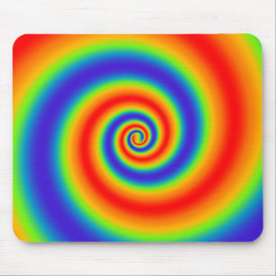 Original Rainbow Gradient Colourful Spiral Effect Mouse Mat