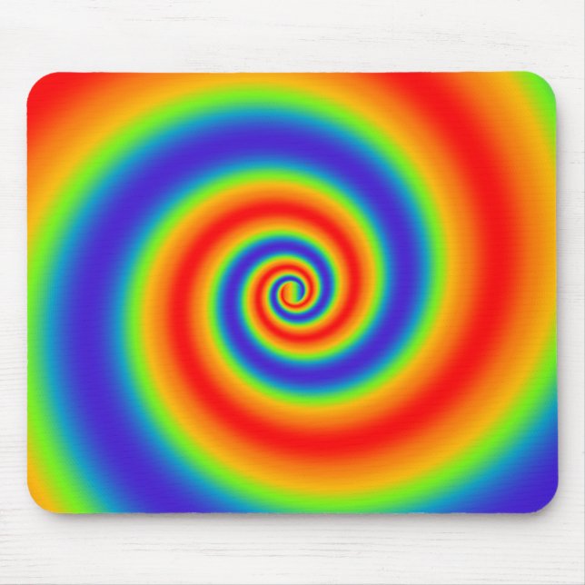 Original Rainbow Gradient Colourful Spiral Effect Mouse Mat (Front)