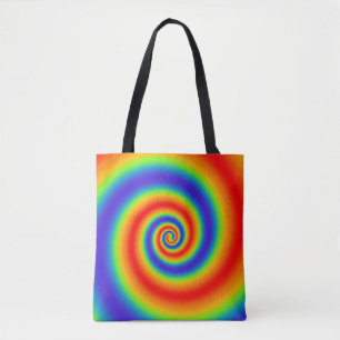 Original Rainbow Gradient Colourful Spiral Effect Tote Bag