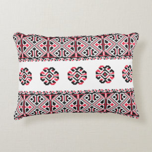 Original Red and Black cross-stitch Pattern Decorative Cushion